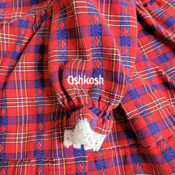 Vintage Baby Girl OshKosh B’Gosh Red Plaid Dress USA Size 18 Month - Picture 3 of 6
